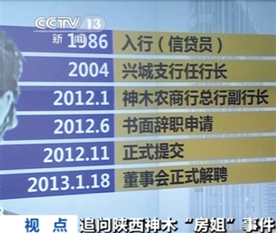 “房姐”前后在銀行供職26年，期間“表現非常突出，勤勤懇懇”。與此同時，還經營礦業。央視截圖